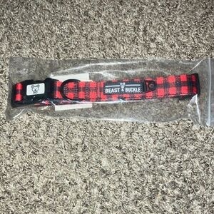 NWT Beast & Buckle Red and Black Plaid Dog Collar L